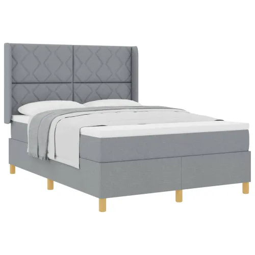 Box spring krevet Svijetlo siva 160 x 200 cm tkanina - Svjetlosiva 160 x 200 cm Dizajn s rombovima Cijena