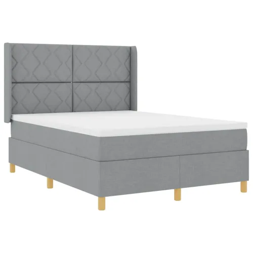 Box spring krevet Svijetlo siva 160 x 200 cm tkanina - Svjetlosiva 160 x 200 cm Dizajn s rombovima Cijena