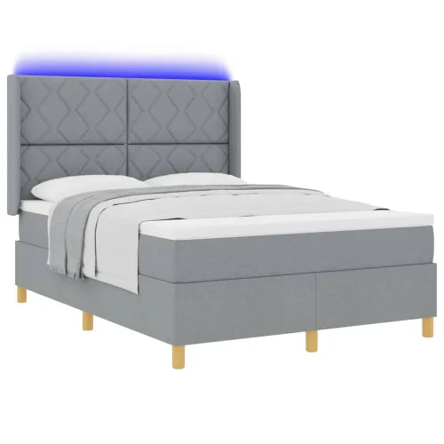 Box spring krevet Svijetlo siva 160 x 200 cm tkanina - Svjetlosiva 160 x 200 cm Dizajn s rombovima Cijena
