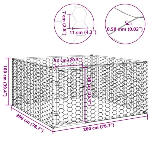 Vanjski pseći boks s vratima 2x2x1 m pocinčani čelik - 2 x 2 x 1 m Cijena