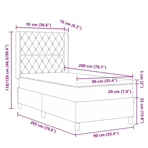 Box spring krevet s madracem Ružičasta 90 x 200 cm Baršun - Ružičasta 90 x 200 cm Kristal s dugmadima Cijena