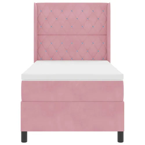 Box spring krevet s madracem Ružičasta 90 x 200 cm Baršun - Ružičasta 90 x 200 cm Kristal s dugmadima Cijena