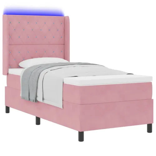 Box spring krevet s madracem Ružičasta 90 x 190 cm Baršun - Ružičasta 90 x 190 cm Kristal s dugmadima Cijena