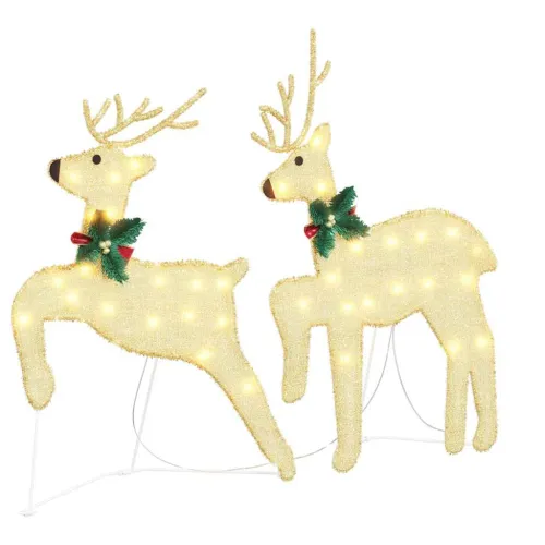 LED Riječni jeleni 5 kom. Zlatno 43 x 18 x 66 cm tkanina - Zlatna tkanina 5 Cijena