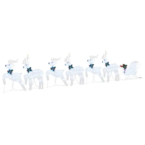 LED Riječni jeleni 7 kom. Srebrno 43 x 18 x 66 cm tkanina - Srebrna tkanina 7 Cijena
