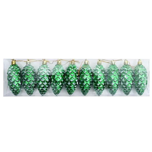 Božićna kuglica s četinicom 40 kom. Zelena 4 x 9 cm Plastika - Zelena Cijena