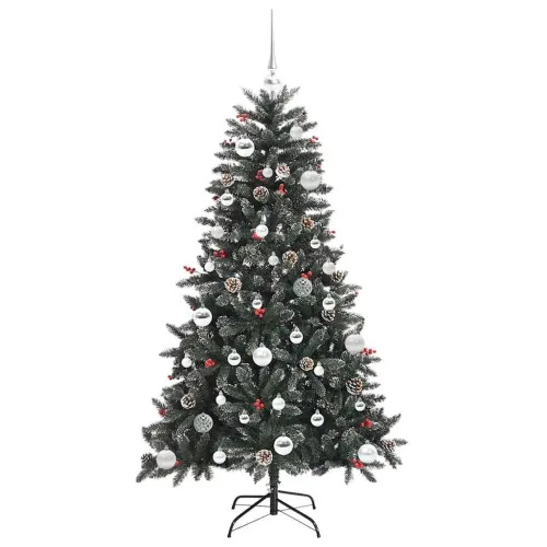 Umjetno božićno drvce Zelena 150 cm PVC, Plastika i Čelik - 150 cm s LED-ima i srebrnim kuglicama Cijena