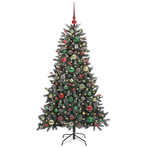 Umjetno božićno drvce Zelena 150 cm PVC, Plastika i Čelik - 150 cm s LED-ima i šarenim kuglicama Cijena