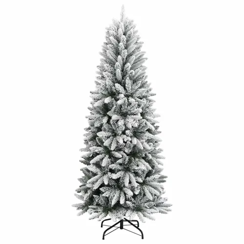 Umjetno božićno drvce Bijela 150 cm PVC, plastika, čelik i PE - 150 cm s LED-ima i ljubičastim kuglicama Zelena i bijela Cijena