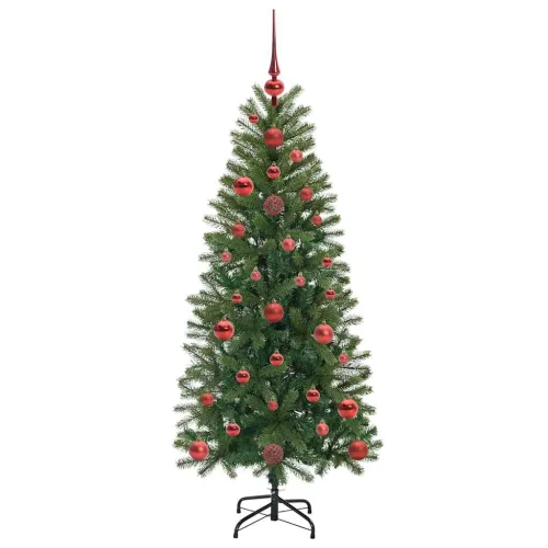 Umjetno božićno drvce Zelena 120 cm PE i PVC - 120 cm s LED-ima i crvenim kuglicama Cijena