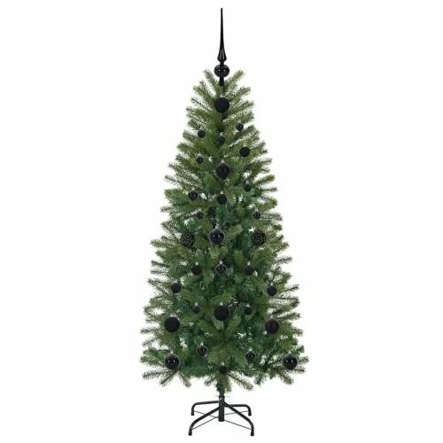 Umjetno božićno drvce Zelena 120 cm PE i PVC - 120 cm s LED-ima i crnim kuglicama Cijena