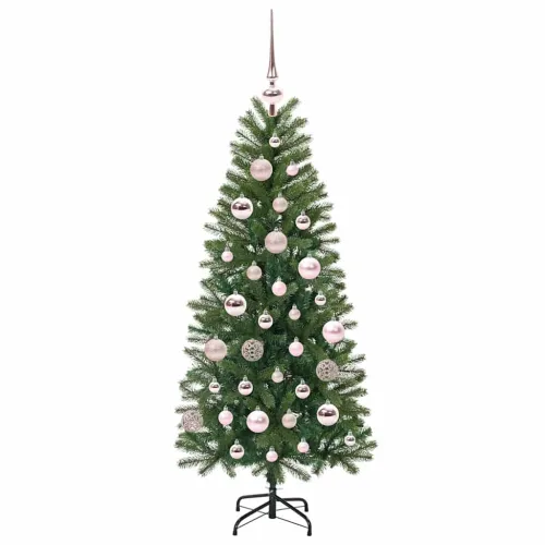 Umjetno božićno drvce Zelena 120 cm PE i PVC - 120 cm s LED-ima i ružičastim kuglicama Cijena