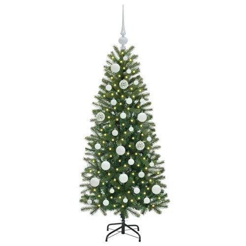 Umjetno božićno drvce Zelena 120 cm PE i PVC - 120 cm s LED-icama i bijelim kuglicama Cijena