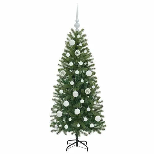 Umjetno božićno drvce Zelena 120 cm PE i PVC - 120 cm s LED-icama i bijelim kuglicama Cijena