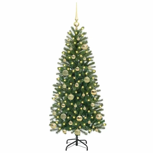 Umjetno božićno drvce Zelena 120 cm PE i PVC - 120 cm s LED-ima i zlatnim kuglicama Cijena