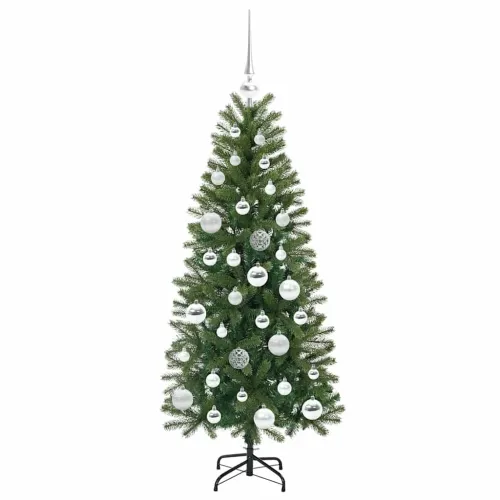 Umjetno božićno drvce Zelena 120 cm PE i PVC - 120 cm s LED-ima i srebrnim kuglicama Cijena