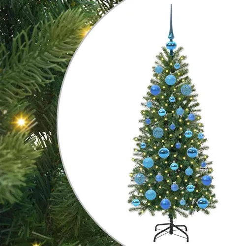 Umjetno božićno drvce Zelena 120 cm PE i PVC - 120 cm s LED-ima i plavim kuglicama Cijena