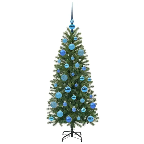 Umjetno božićno drvce Zelena 120 cm PE i PVC - 120 cm s LED-ima i plavim kuglicama Cijena