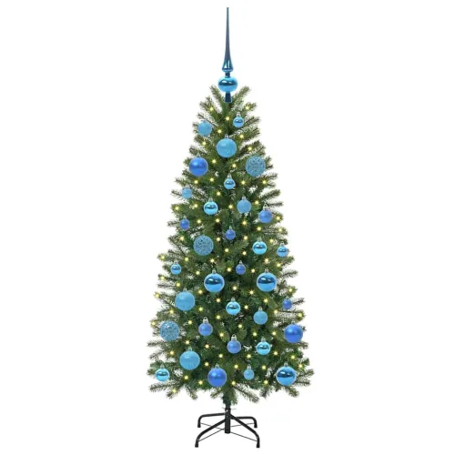 Umjetno božićno drvce Zelena 120 cm PE i PVC - 120 cm s LED-ima i plavim kuglicama Cijena