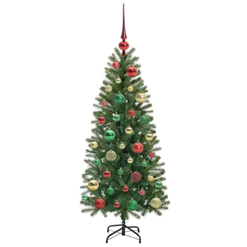 Umjetno božićno drvce Zelena 120 cm PE i PVC - 120 cm s LED-ima i šarenim kuglicama Cijena