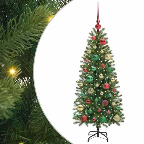 Umjetno božićno drvce Zelena 120 cm PE i PVC - 120 cm s LED-ima i šarenim kuglicama Cijena