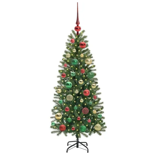 Umjetno božićno drvce Zelena 120 cm PE i PVC - 120 cm s LED-ima i šarenim kuglicama Cijena