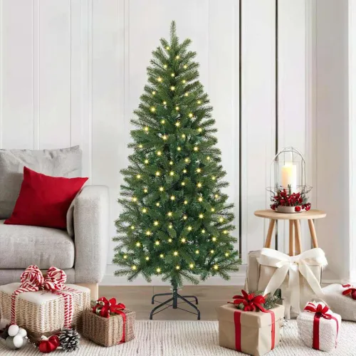 Umjetno božićno drvce Zelena 150 cm PE i PVC - 150 cm s LED svjetlima Cijena