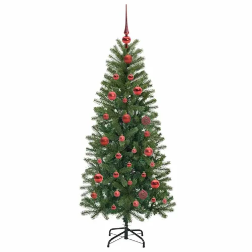 Umjetno božićno drvce Zelena 150 cm PE i PVC - 150 cm s LED-ima i crvenim kuglicama Cijena