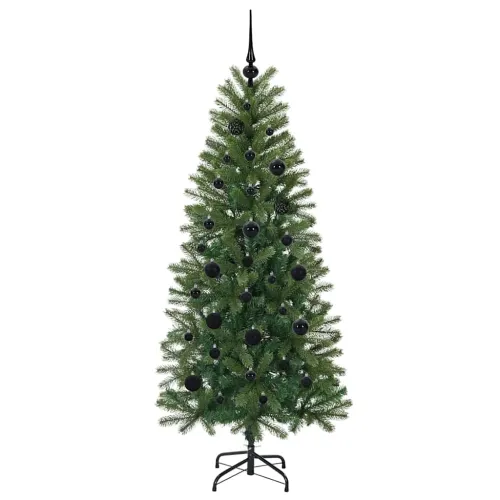 Umjetno božićno drvce Zelena 150 cm PE i PVC - 150 cm s LED-ima i crnim kuglicama Cijena