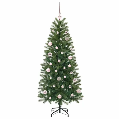 Umjetno božićno drvce Zelena 150 cm PE i PVC - 150 cm s LED-ima i ružičastim kuglicama Cijena