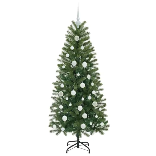 Umjetno božićno drvce Zelena 150 cm PE i PVC - 150 cm s LED-icama i bijelim kuglicama Cijena