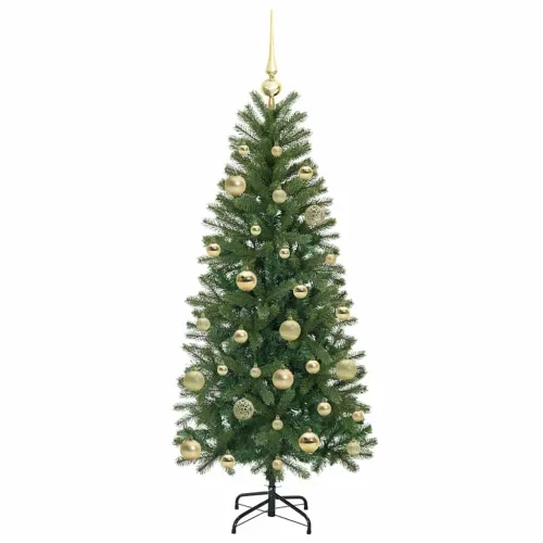 Umjetno božićno drvce Zelena 150 cm PE i PVC - 150 cm s LED-ima i zlatnim kuglicama Cijena