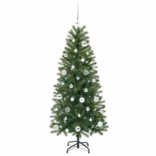 Umjetno božićno drvce Zelena 150 cm PE i PVC - 150 cm s LED-ima i srebrnim kuglicama Cijena