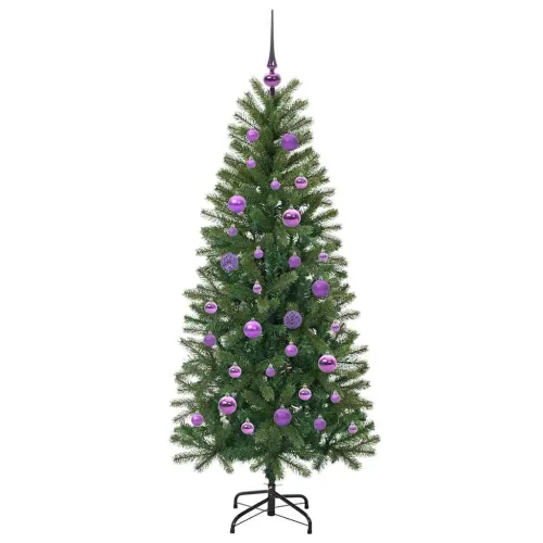 Umjetno božićno drvce Zelena 150 cm PE i PVC - 150 cm s LED-ima i ljubičastim kuglicama Cijena