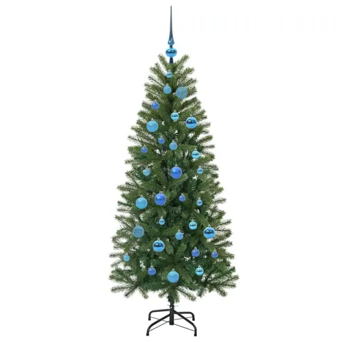 Umjetno božićno drvce Zelena 150 cm PE i PVC - 150 cm s LED-ima i plavim kuglicama Cijena