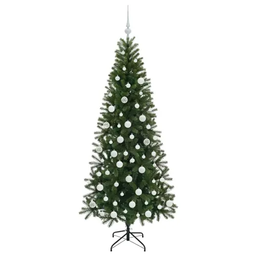 Umjetno božićno drvce Zelena 180 cm PE i PVC - 180 cm s LED-icama i bijelim kuglicama Cijena