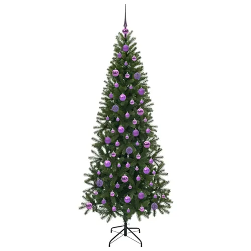 Umjetno božićno drvce Zelena 180 cm PE i PVC - 180 cm s LED-ima i ljubičastim kuglicama Cijena