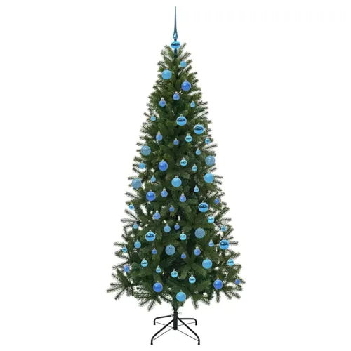 Umjetno božićno drvce Zelena 180 cm PE i PVC - 180 cm s LED-ima i plavim kuglicama Cijena