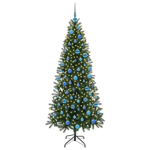 Umjetno božićno drvce Zelena 180 cm PE i PVC - 180 cm s LED-ima i plavim kuglicama Cijena