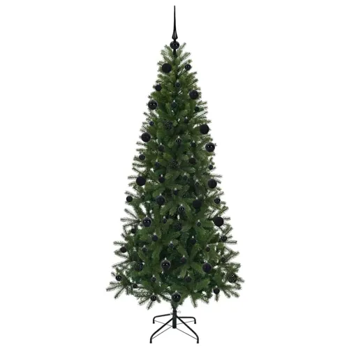 Umjetno božićno drvce Zelena 210 cm PE i PVC - 210 cm s LED-ima i crnim kuglicama Cijena