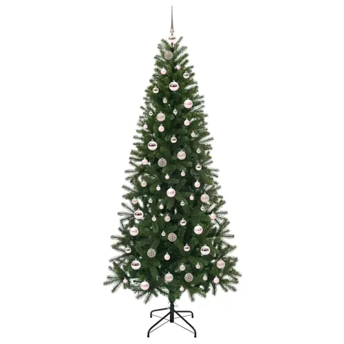 Umjetno božićno drvce Zelena 210 cm PE i PVC - 210 cm s LED-ima i ružičastim kuglicama Cijena