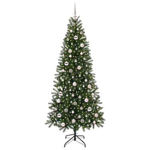 Umjetno božićno drvce Zelena 210 cm PE i PVC - 210 cm s LED-ima i ružičastim kuglicama Cijena