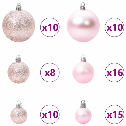 Umjetno božićno drvce Zelena 210 cm PE i PVC - 210 cm s LED-ima i ružičastim kuglicama Cijena
