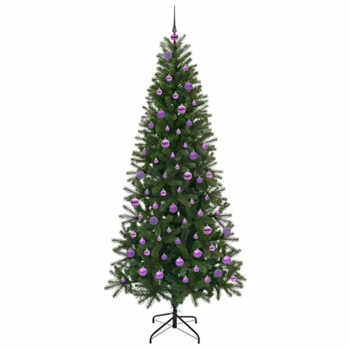 Umjetno božićno drvce Zelena 210 cm PE i PVC - 210 cm s LED-ima i ljubičastim kuglicama Cijena