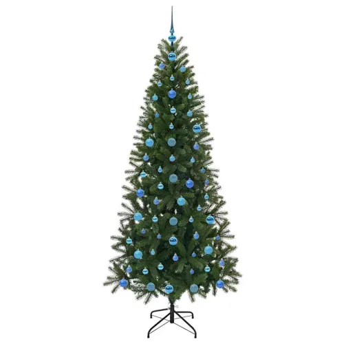 Umjetno božićno drvce Zelena 210 cm PE i PVC - 210 cm s LED-ima i plavim kuglicama Cijena
