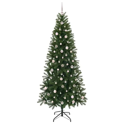Umjetno božićno drvce Zelena 240 cm PE i PVC - 240 cm s LED-ima i ružičastim kuglicama Cijena