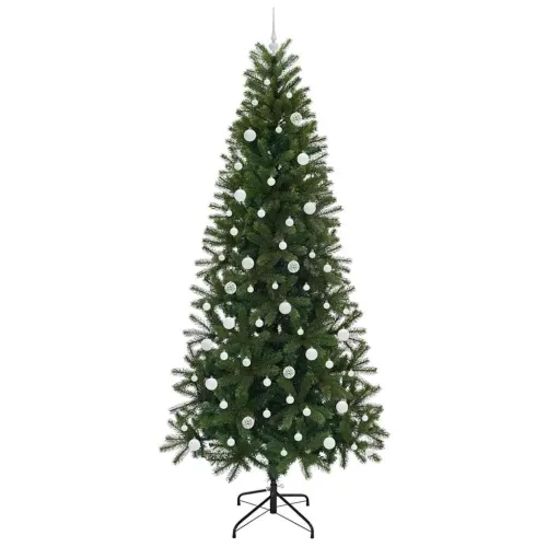 Umjetno božićno drvce Zelena 240 cm PE i PVC - 240 cm s LED-icama i bijelim kuglicama Cijena