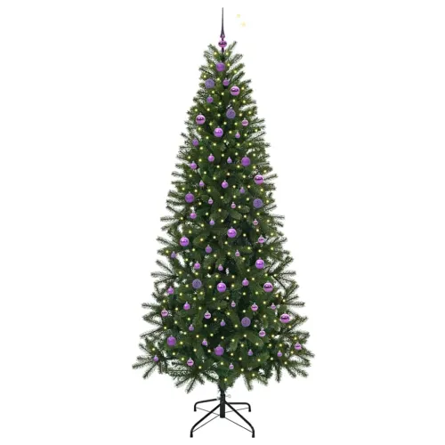 Umjetno božićno drvce Zelena 240 cm PE i PVC - 240 cm s LED-ima i ljubičastim kuglicama Cijena