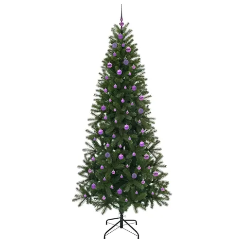 Umjetno božićno drvce Zelena 240 cm PE i PVC - 240 cm s LED-ima i ljubičastim kuglicama Cijena