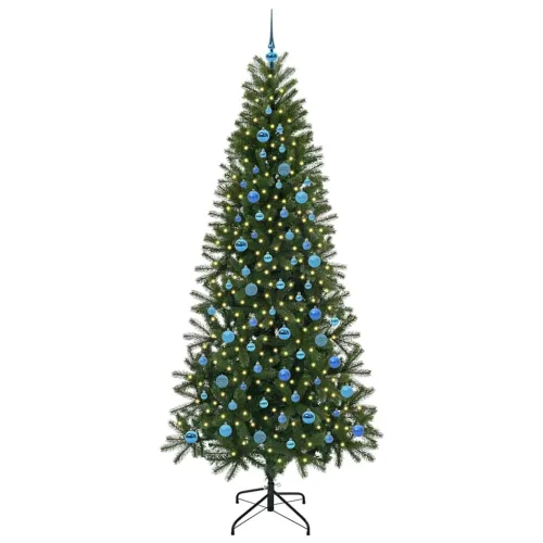 Umjetno božićno drvce Zelena 240 cm PE i PVC - 240 cm s LED-ima i plavim kuglicama Cijena